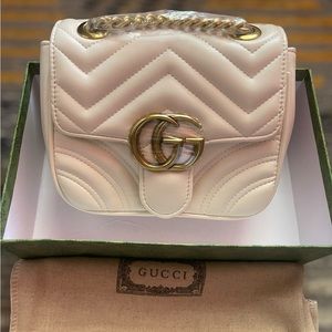 White Gucci GG Marmont Leather Crossbody
